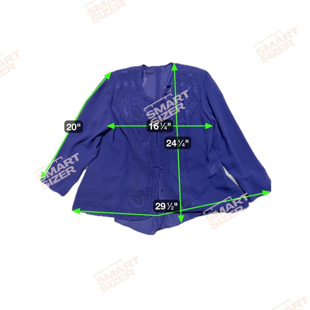 Purple Evening Blouse With Appliques Size Large